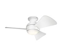 Elstead Lighting Sola ventilateur de plafond silencieux avec lumière LED Ø86cm + télécommande Argent, Ventilateur, Argent