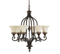 Elstead Lighting Suspension Vintage 6 Lampes En Acier Verre D 71,1 cm Marron