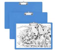 elthmpr Lot de 3 porte-bloc A3 en plastique - Format paysage - Avec trou de serrage - Grand tableau à dessin A3 - Pour bureau, salle de telier, dessin, croquis (bleu)