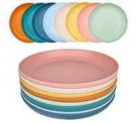 elthmpr Lot de 8 assiettes en plastique de 23 cm - Assiettes légères empilables, réutilisables, assiettes colorées réutilisables pour dîner, fête, camping, pique-nique, lave-vaisselle et micro-ondes