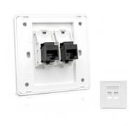 Eltichorix Prise Réseau RJ45 CAT6 Murale, Plaque Frontale Ethernet 2 Port, Prise Ethernet Gigabit Blanche, Prise RJ45 Murale pour Installation de Câble Ethernet, Salon Chambre Bureau