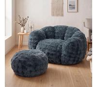 ELUCHANG Pouf Géant XXL Adulte Fauteuil Salon Confortable Pouf Poire, Gris | Fauteuil Avec Repose-Pieds Mousse 30D Haute Résilience Velours 3D Texturé Design Doux Pouf Détente Salon Chambre Ado Enfant