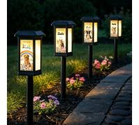 ELULAE Lampe Solaire Commémorative Animal Personnalisée, Piquet Lumière Photo Nom Date, Ange Chien Extérieur Jardin Balcon Cour Allée, Cadeau Sympathie Animal