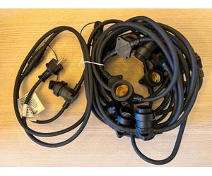 elume Guirlande Guinguette professionnelle à raccorder, longueur 9m, 230V,15 douilles E27 étanches