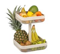 eluno Corbeille à fruits carrée à 2 étages - 20 x 20 cm et 25 x 25 cm - Pour le stockage de fruits, légumes, pain, épices et collations dans la cuisine et le salon - Beige