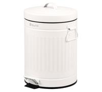 eluno Cosmetiimer VINTAGE, Poubelle à pédale 5 litres et métal blanc
