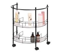 Eluno Étagère sous lavabo avec 2 plateaux et 4 roulettes verrouillables, étagère de salle de bain - reling idéal comme porte-serviettes, meuble sous lavabo pour accessoires de salle de bain, en métal
