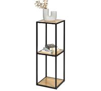 eluno Étagère métal Mat avec 3 étagères en Bois, Pieds réglables en Hauteur, bibliothèque, étagère de Salle de Bain, étagère de Rangement, Polyvalente (Noir)