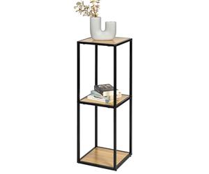 eluno Étagère métal Mat avec 3 étagères en Bois, Pieds réglables en Hauteur, bibliothèque, étagère de Salle de Bain, étagère de Rangement, Polyvalente (Noir)