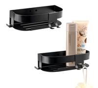eluno étagères de douche set de 2, étagère de salle de bain avec crochets en acier inoxydable noir