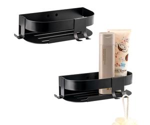 eluno étagères de douche set de 2, étagère de salle de bain avec crochets en acier inoxydable noir