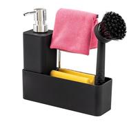 eluno Organisateur d'évier avec Surface Soft-Touch pour Cuisine & Salle de Bain, Support, Distributeur de Savon, Brosse à Vaisselle, y Compris tête de Brosse de Rechange et Pompe, Noir
