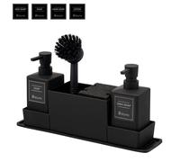 Eluno organisateur d'évier, distributeur de savon, étagère, brosse à vaisselle, éponges et autres accessoires, noir