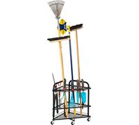 eluno Organisateur d'outils de jardin, étagère d'angle avec crochets supplémentaires, idéal pour balais, binettes, râteaux etc. en acier noir