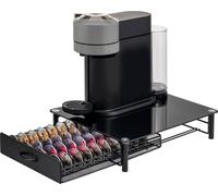 eluno porte-capsules pour 40x Nespresso Vertuo, boîte à tiroirs, support de machine en verre métal et plaque de verre, boîte à capsules de café, distributeur de capsules env. 33,5 x 9 x 41 cm (L/H/P),
