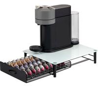 eluno porte-capsules pour 40x Nespresso Vertuo, boîte à tiroirs, support de machine en verre métal et plaque de verre, boîte à capsules de café, distributeur de capsules env. 33,5 x 9 x 41 cm (L/H/P),