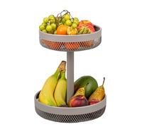 eluno Porte-objets rond à 2 étages / corbeille à pain, coupe à fruits, Ø 20 cm et 25 cm, en métal en taupe