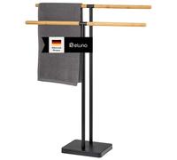 eluno Porte-Serviettes sur Pied à 2 Barres en Bambou/métal (Noir)