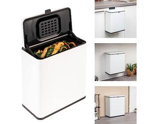 eluno Poubelle à déchets organiques 6 L avec filtre anti-odeurs, à suspendre, poser ou coller, bac à compost, 3 types de montage (blanc)