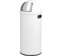 eluno Poubelle à poussoir 25 litres en tôle d'acier, poubelle rétro avec couvercle amovible, collecteur de déchets, poubelle de cuisine avec clapet à poussoir, blanc