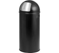 eluno Poubelle à poussoir 25 litres en tôle d'acier, poubelle rétro avec couvercle amovible, collecteur de déchets, poubelle de cuisine avec clapet à poussoir, noir