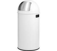 eluno Poubelle à poussoir 35 litres en tôle d'acier, poubelle rétro avec couvercle amovible, collecteur de déchets, poubelle de cuisine avec clapet à poussoir, blanc