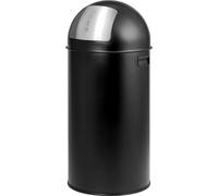 eluno Poubelle à poussoir 35 litres en tôle d'acier, poubelle rétro avec couvercle amovible, collecteur de déchets, poubelle de cuisine avec clapet à poussoir, noir