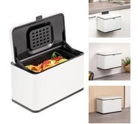 eluno poubelle bio 3L avec filtre anti-odeur, à suspendre, à poser ou à coller, poubelle à compost, 3 types de montage, blanc mat
