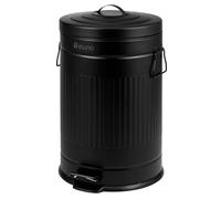 eluno Poubelle de cuisine vintage, à pédale avec seau intérieur amovible, en métal 20 l (noir)