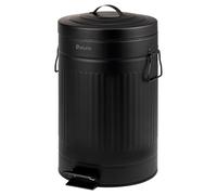 eluno Poubelle de cuisine vintage à pédale avec seau intérieur amovible en plastique noir 12 l (noir)