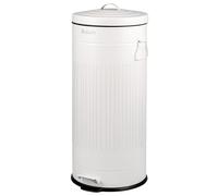 eluno Poubelle VINTAGE, poubelle à pédale, capacité 30 litres en métal blanc