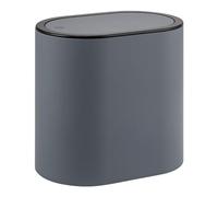 eluno Poubelle de salle de bain ovale, avec surface douce au toucher, couvercle basculant et coussinets de protection contre les rayures, poubelle pour toilettes d'invités et salle de bain (gris)