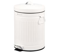 eluno Poubelle de salle de bain vintage à pédale, 5 litres, avec seau intérieur en plastique amovible (Blanc)