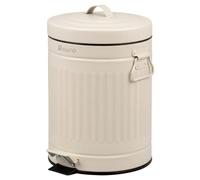 eluno Poubelle de salle de bain vintage à pédale, 5 litres, avec seau intérieur en plastique amovible (Beige)