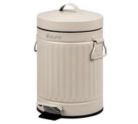 eluno Poubelle de salle de bain vintage à pédale, capacité 3 l, avec couvercle à fermeture douce, poubelle pour salle de bain, cuisine, chambre à coucher, seau intérieur en plastique amovible (Beige)