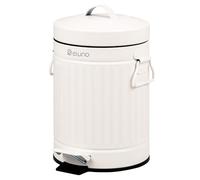 eluno Poubelle de salle de bain vintage à pédale, capacité 3 l, avec couvercle à fermeture douce, poubelle pour salle de bain, cuisine, chambre à coucher, seau intérieur en plastique amovible (Blanc)