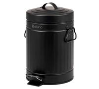 eluno Poubelle de salle de bain vintage à pédale, capacité 3 l, avec couvercle à fermeture douce, poubelle pour salle de bain, cuisine, chambre à coucher, seau intérieur en plastique amovible (Noir)