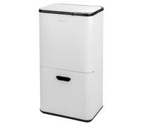 Poubelle eluno, capacité de 58 litres, poubelle à 3 compartiments en métal blanc