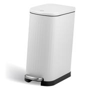 eluno poubelle étroite, poubelle à pédale, capacité 10 litres, avec seau intérieur en plastique amovible, blanc