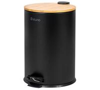 eluno Poubelle, poubelle à pédale, capacité 20 litres en bambou et métal noir