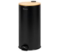 eluno Poubelle, poubelle à pédale, capacité 30 litres en bambou et métal noir