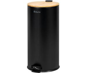 eluno Poubelle, poubelle à pédale, capacité 30 litres en bambou et métal noir