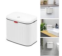 eluno Poubelle, poubelle de cuisine avec couvercle coulissant à suspendre, à poser ou à coller, capacité 4 litres, poubelle pour cuisine, salle de bain (blanc)