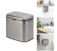 eluno Poubelle, poubelle de cuisine et de salle de bain, capacité 3 litres, aspect inox