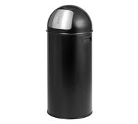 eluno Poubelle push 25 l en tôle d'acier - Poubelle rétro avec couvercle amovible - Poubelle de cuisine avec rabat poussoir (noir)