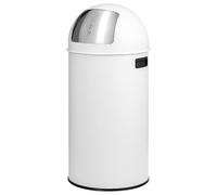 eluno Poubelle push 35 l en tôle d'acier - Poubelle rétro avec couvercle amovible - Poubelle de cuisine avec rabat poussoir (blanc)