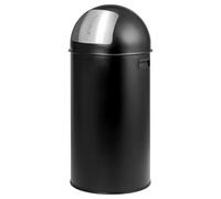 eluno Poubelle push 35 l en tôle d'acier - Poubelle rétro avec couvercle amovible - Poubelle de cuisine avec rabat poussoir (noir)