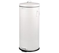 eluno Poubelle VINTAGE, poubelle à pédale, capacité 30 litres en métal blanc