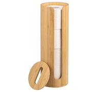 Eluno Rangement pour 4 rouleaux de papier toilette en bambou, porte-rouleau autoportant avec couvercle et étagère