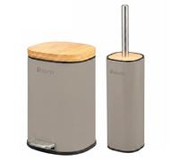 eluno Set d'accessoires de salle de bain FRAMURA 2pcs. 1 seau à cosmétique, 1 garniture de WC, métal, brun